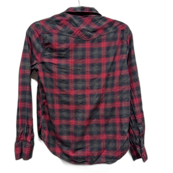 Jachs Girlfriend Snap Up Flannel Black & Red Buffalo Plaid Womens sz Small - Picture 8 of 8